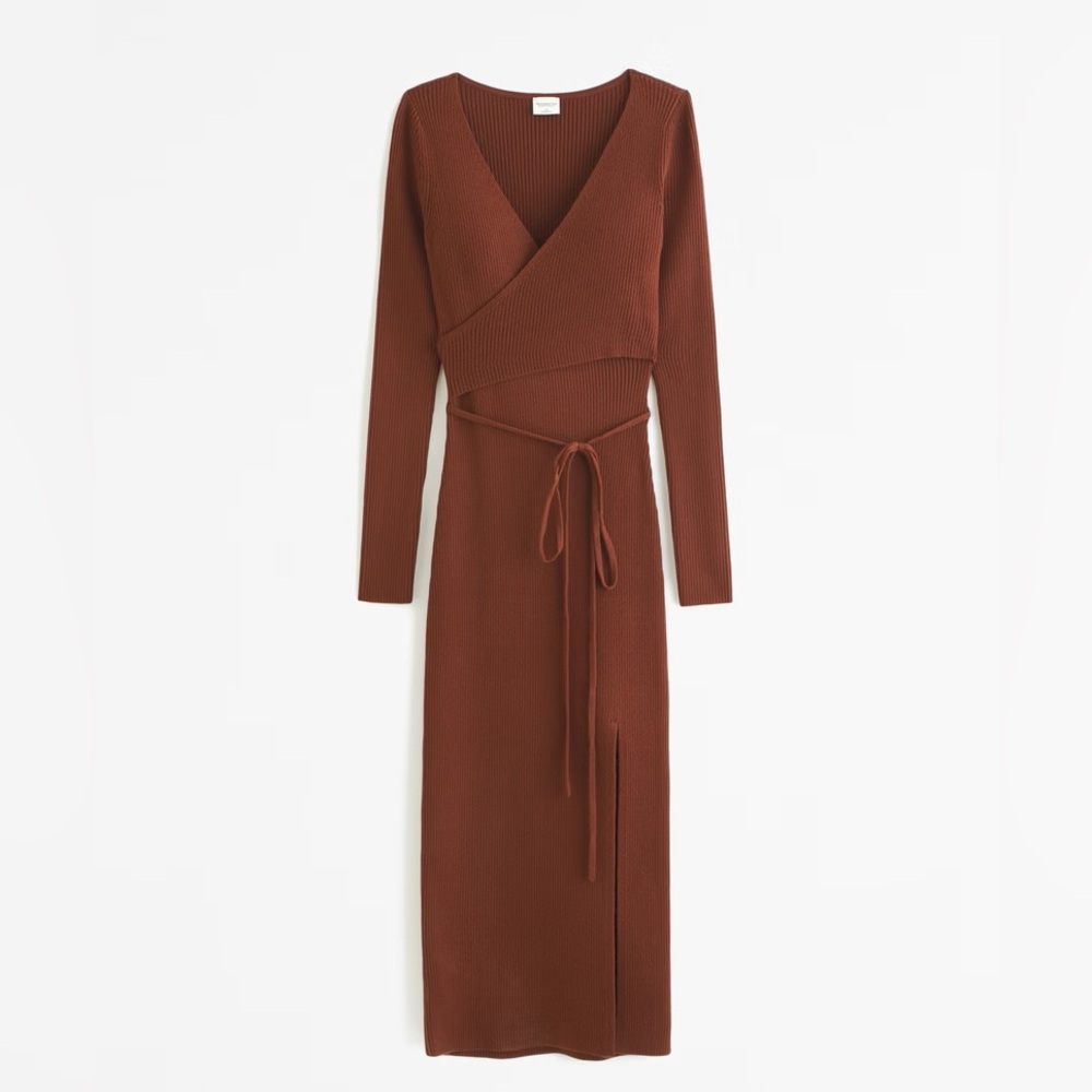 A&F brown wrap sweater dress